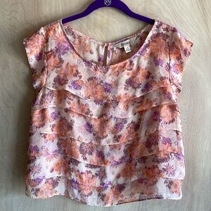 DECREE Ruffle Layered Floral Blouse. Sz: L